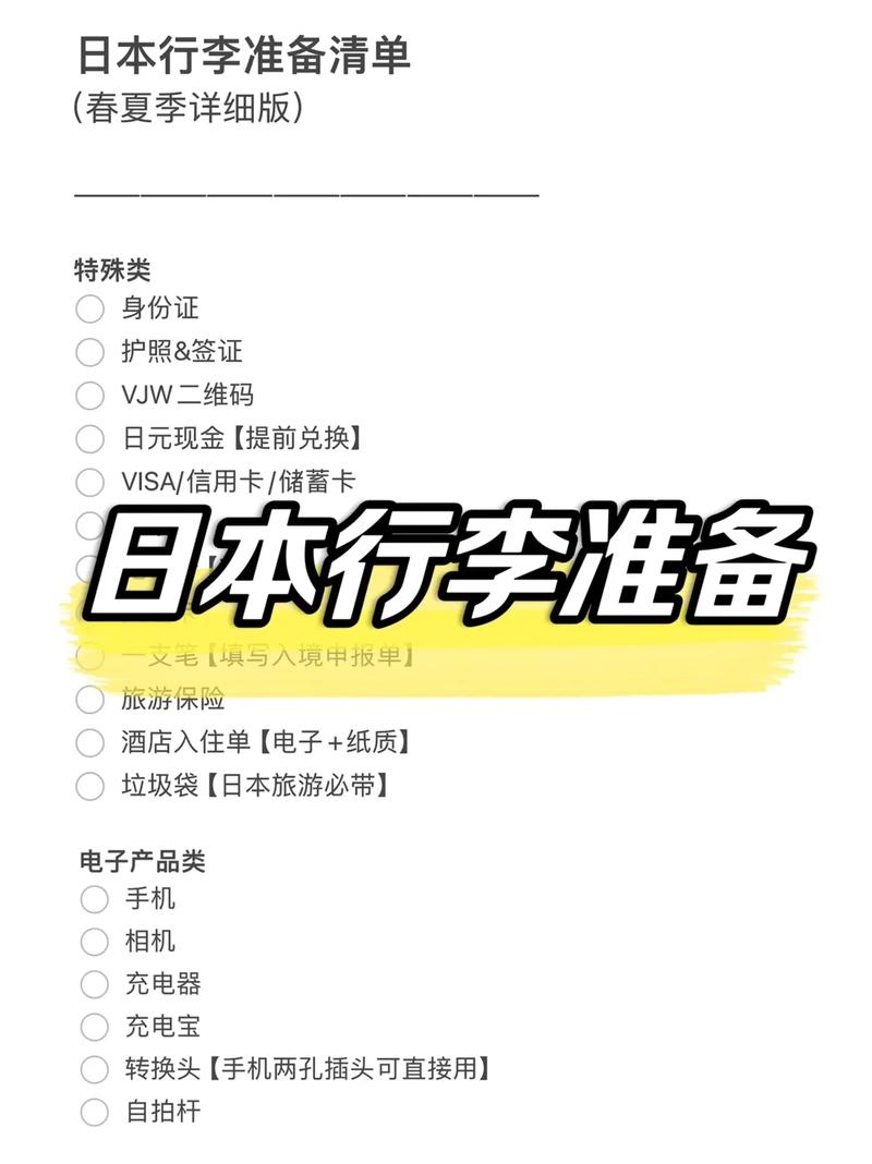 出國行李準備清單 日本